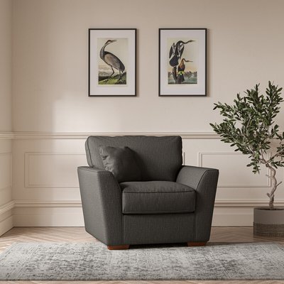 Florence Textured Woven Armchair with Dark Brown Wood Legs SO'HOME
