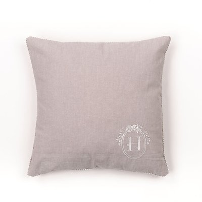Coussin déhoussable avec broderie coton uni CHARME TODAY