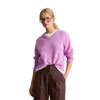 Pull à col en V en laine mérinos, coupe classique au toucher doux MARC O’POLO DENIM