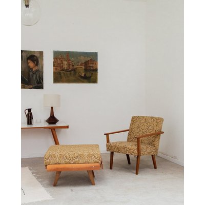 Nsemble fauteuil et repose-pied Jakob N°447 - Bon état DEBONGOUT