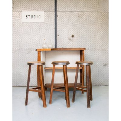 Lot de 3 tabourets en bois Regis N°445 - Bon état DEBONGOUT