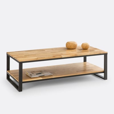 Mesa de centro de roble macizo y acero, HIBA LA REDOUTE INTERIEURS
