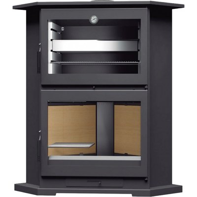 FM Poêle à bois d'angle en acier CH-9 R 11kW avec four inox FM BIOMASA
