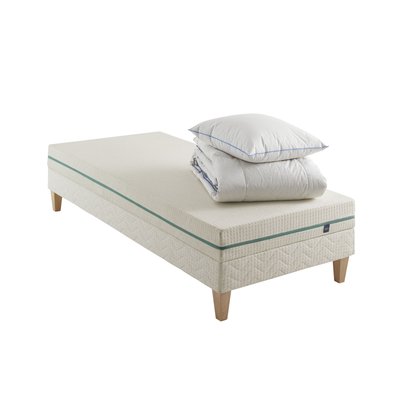 Ensemble matelas naturel latex naturel, sommier, pieds, couette et oreiller Aube 200 SOMEO