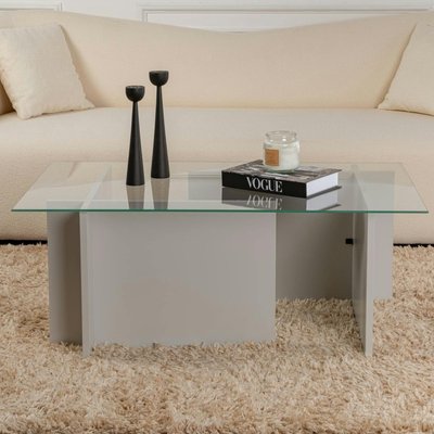 Table basse verre déstructurée - gris clair, H. 40 cm SALTA PIER IMPORT