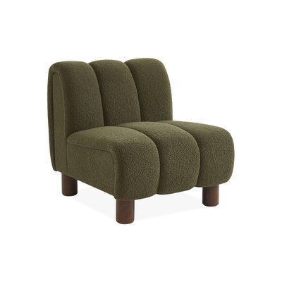 Fauteuil relax pieds arrondis bois d'hévéa et bouclette ANGEL SWEEEK