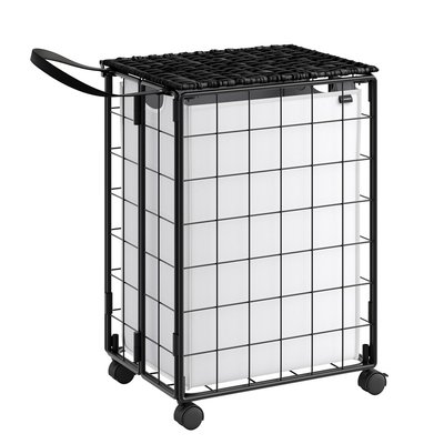 Panier à linge en métal avec sac en tissu et couvercle - L46 cm CALICOSY