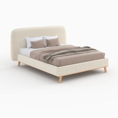 Lit double 160x200 cm en tissu - MODJO MAISON PAVANE