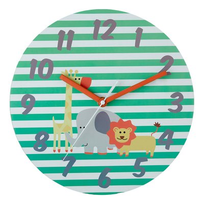 25cm Green Kids Safari Wall Clock SO'HOME