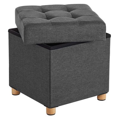 Tabouret de Rangement sur Pieds, Pliable L38 cm - Gris CALICOSY