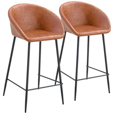 Tabourets de bar en simili, lot de 2, Achille, ACHILLE HAPPY GARDEN