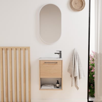 Ensemble lave-mains avec niche et miroir ovale NIKA MOB IN