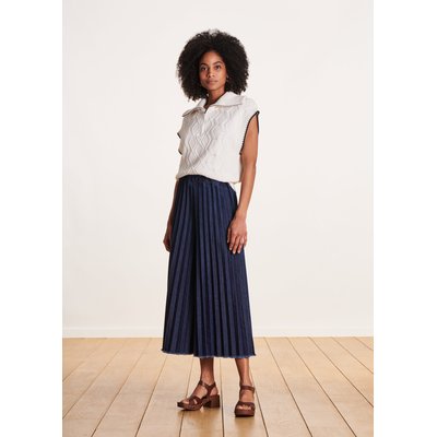 Pantalon jupe culotte en jean à taille élastique LA FEE MARABOUTEE