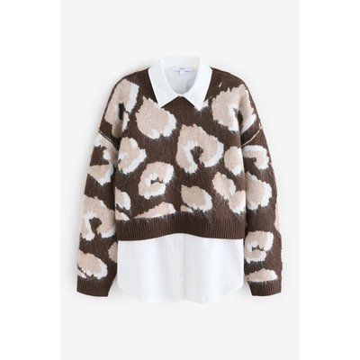 Pull en maille douce avec col de chemise NEXT
