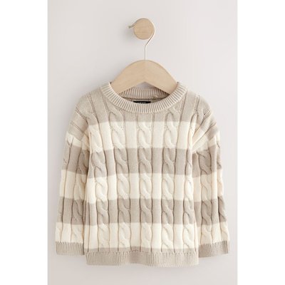 Pull ras du cou en maille torsadée à rayures NEXT