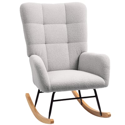 Fauteuil à bascule Laine bouclée Gris HOMCOM