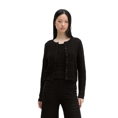 Cardigan ajouré régulier en coton et lin mélangés MARC O'POLO