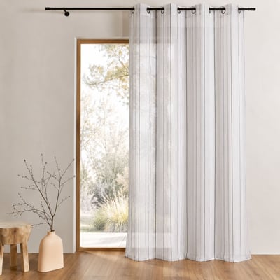 Voilage blanc à rayures ton sur ton HOME MAISON