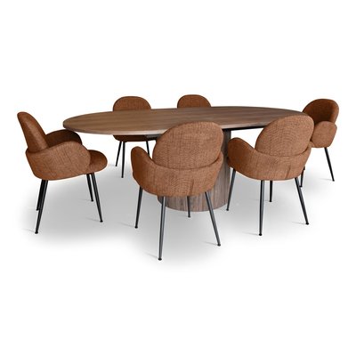 Table ovale extensible 180/220cm et 6 fauteuils en tissu NOW'S HOME