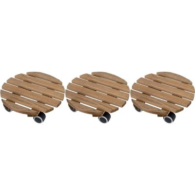 Support à roulettes en bois pour plantes d'intérieur (Lot de 3) JARDINDECO