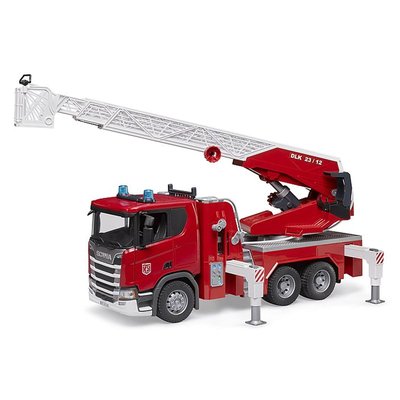 Scania Super 560R Pompiers avec échelle pivotante, pompe à eau et module Light & Sound BRUDER
