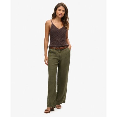Pantalon taille basse en lin SUPERDRY