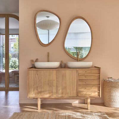 Meuble sous vasque en mindi massif 135 cm FIFTIES BERAH GETAH