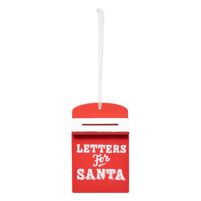 Sujet de noël boîte aux lettre en bois 9cm rouge ATMOSPHERA