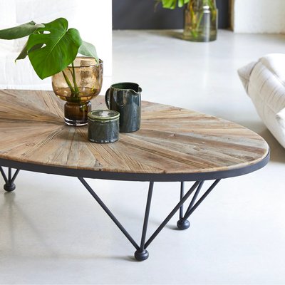 Table basse en orme massif recyclé et métal LANCELOT TIKAMOON