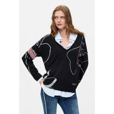 Pull imprimé en maille fine DESIGUAL