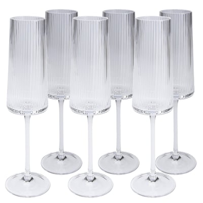 Lot de 6 flûtes à champagne, RIFFLE KARE DESIGN