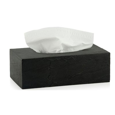 Boîte à Mouchoirs Rectangulaire en Polyrésine Noire Effet Ardoise WADIGA