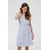 Bleu Blue White Stripe W. Flowers