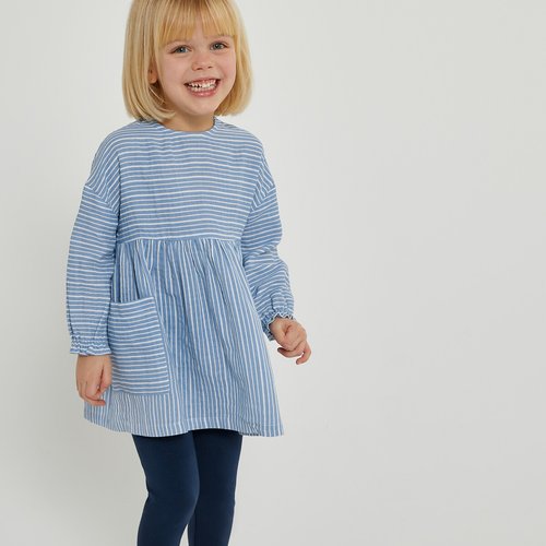 Dress leggings outfit ecru blue La Redoute Collections La Redoute