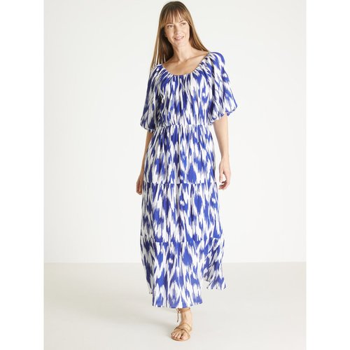 Robe longue a volants imprime bleu Daxon La Redoute