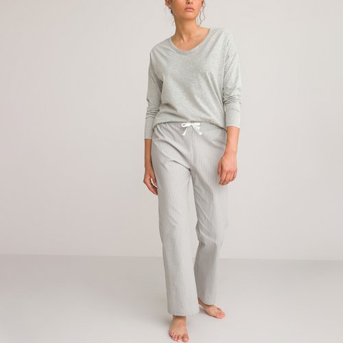 Pyjama en coton La Redoute Collections raye gris La Redoute
