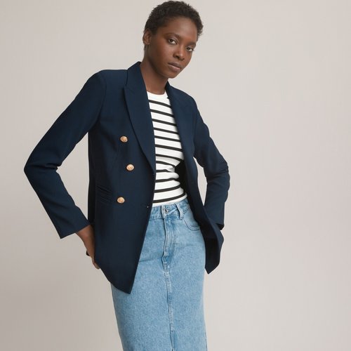 Blazer officier coupe cintree bleu marine La Redoute Collections La Redoute