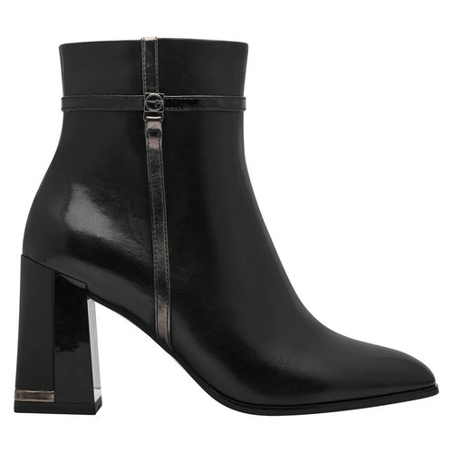 Leather pointed ankle boots with heel black Tamaris La Redoute