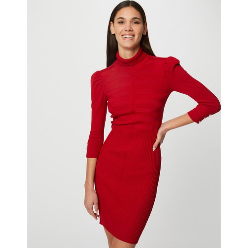 Fine knit dress with high neck dark red Morgan La Redoute