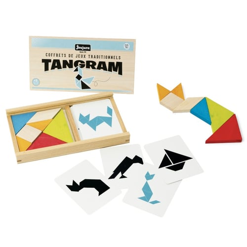 Jeujura Tangram Spiel Aus Bambus - Pädagogisches Holz-Puzzle, Empfohlen Ab 5 Jahren, Made In France