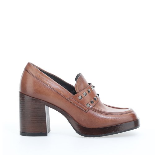 Brown loafer heels best sale