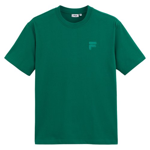 Cotton tonal logo t shirt with short sleeves green Fila La Redoute