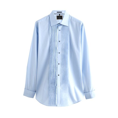Robe chemise plissee a double manchette bleu clair Next La Redoute
