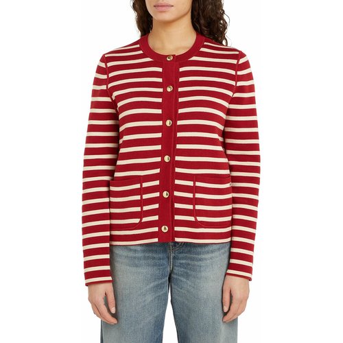 Reversible Cotton Blend Cardigan with Crew Neck