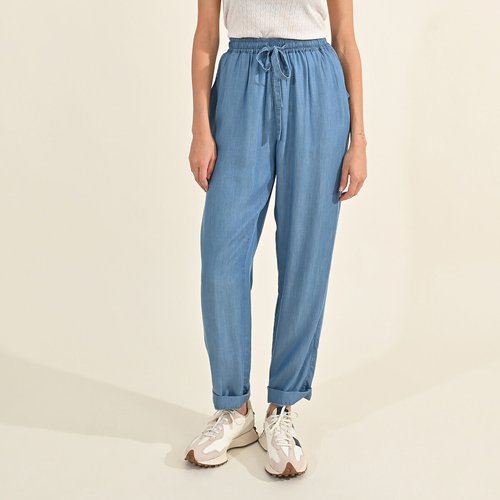 Straight loose fit trousers denim blue Molly Bracken La Redoute