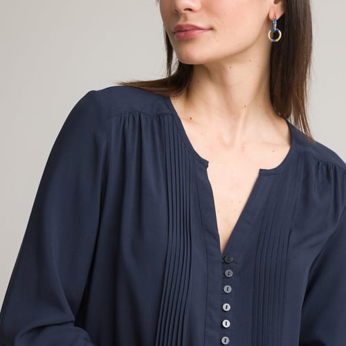 Robe coton à Manches 3/4, taille basse ceinturée et Motif à fleurs