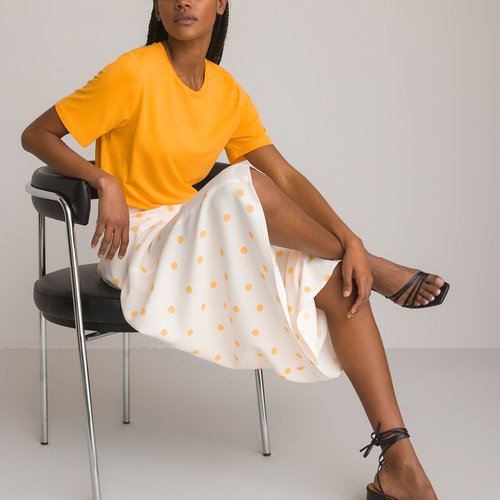 Jupe longue imprime a pois imprime pois jaune La Redoute Collections La Redoute