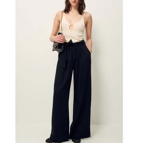 Pantalon large avec ceinture rim Sessun noir La Redoute