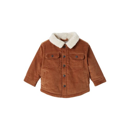 Veste en velours cotele bebe doublee imitation fourrure art school marron Vertbaudet La Redoute