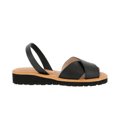 Sandales en cuir avarca platja noir Minorquines La Redoute
